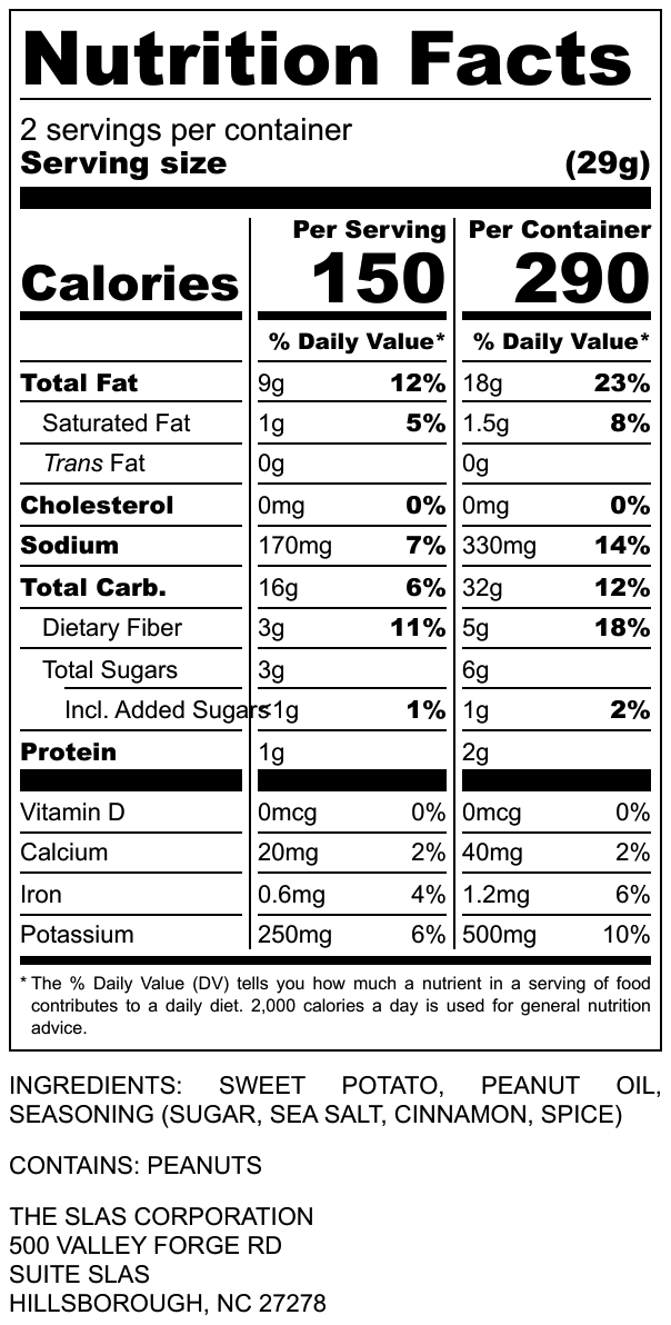 2oz FUUSI Cinnamon Sweet Sweetpotato Chips